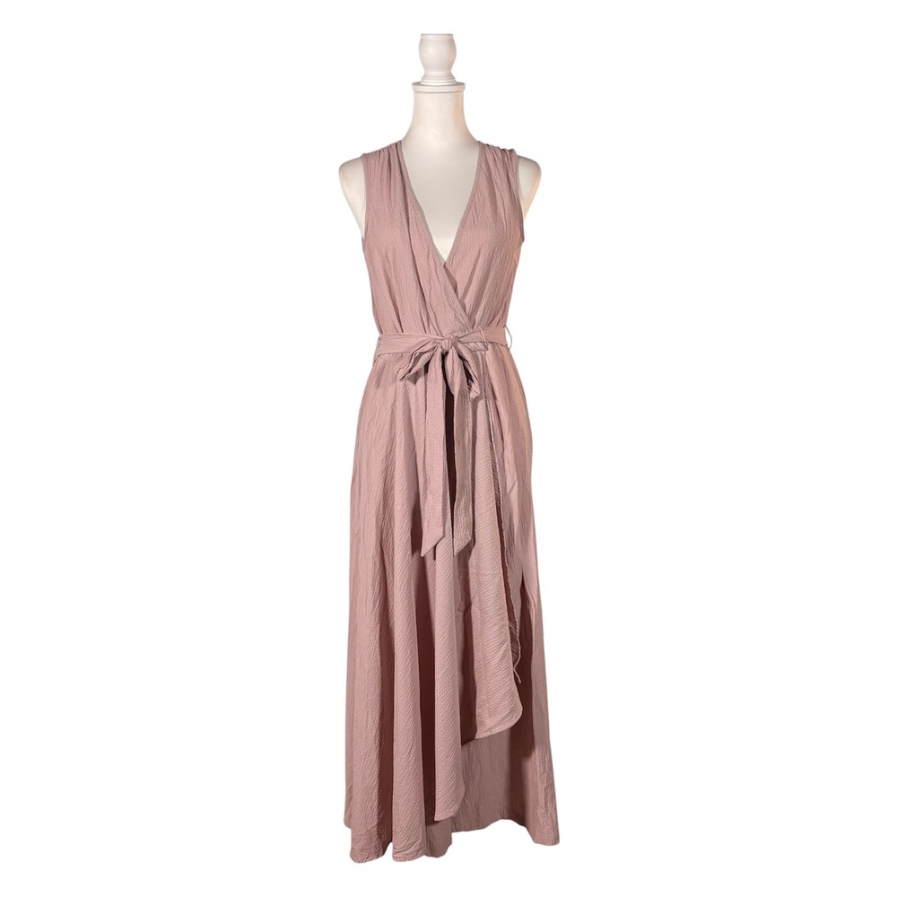 Calvin Klein Dusty Pink Faux Wrap Jumpsuit Women's 8 Casual Boho Sleeveless Chic